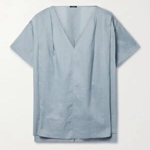 Joseph Light Blue Ramie V-Neck Blouse
